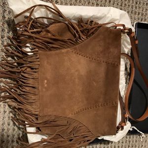 Brown suede fringe crossbody